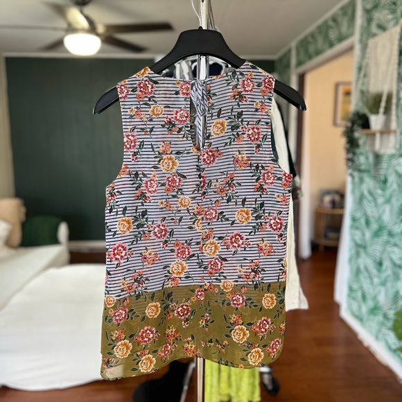 Cabi Penelope Flora Striped Tank Top Blouse Orange Blue White Green 5354 Sz S - Picture 6 of 8